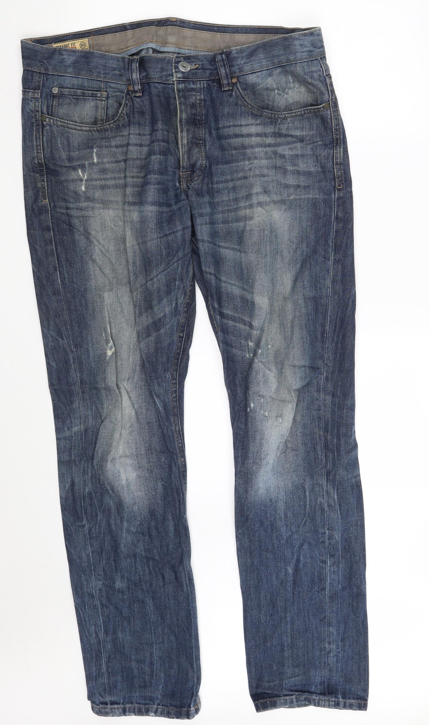 CKH. DENIMITE Mens Blue  Cotton Straight Jeans Size 38 in L34 in Slim Button
