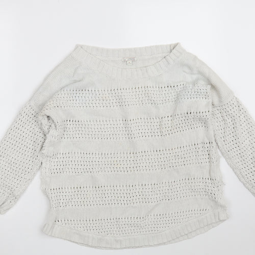 Gap Womens White Round Neck  Cotton Pullover Jumper Size M