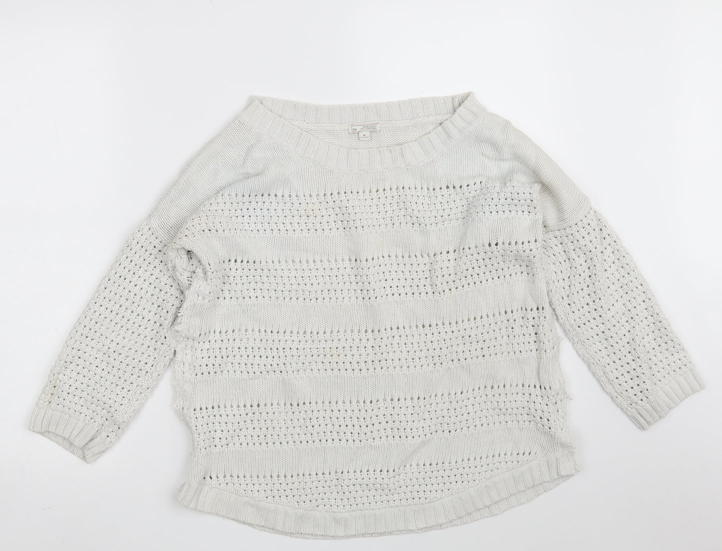 Gap Womens White Round Neck  Cotton Pullover Jumper Size M