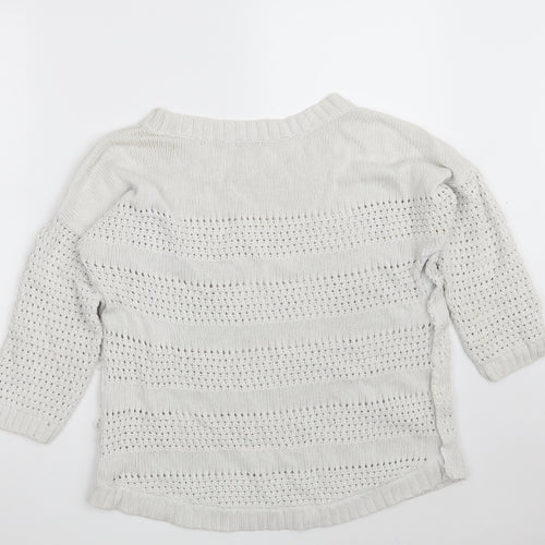 Gap Womens White Round Neck  Cotton Pullover Jumper Size M