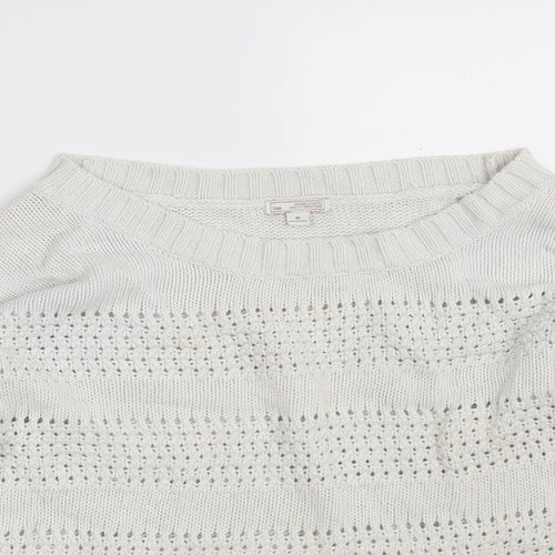 Gap Womens White Round Neck  Cotton Pullover Jumper Size M