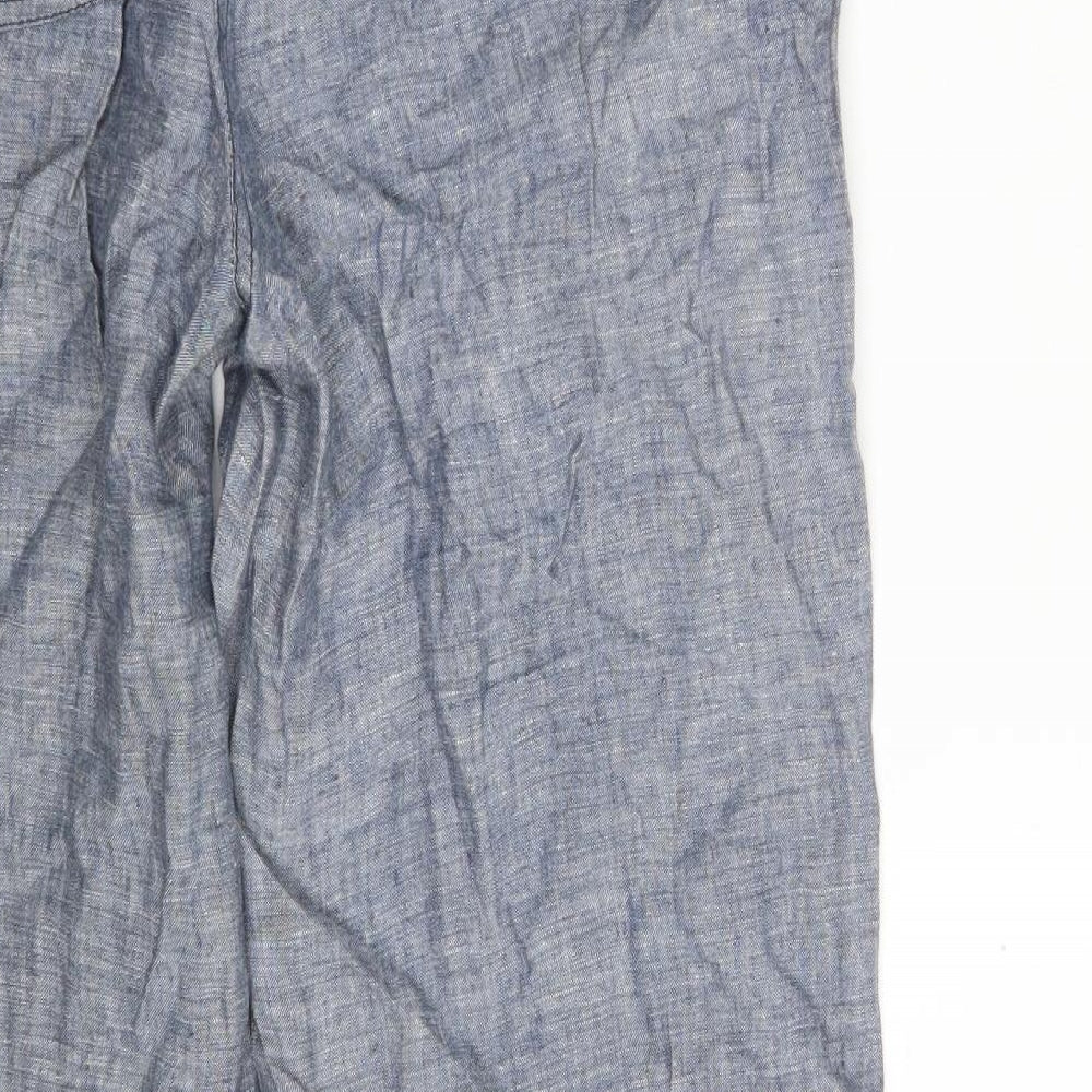 Principles Womens Blue  Linen Bloomer Trousers Size 10 L29 in Regular Zip