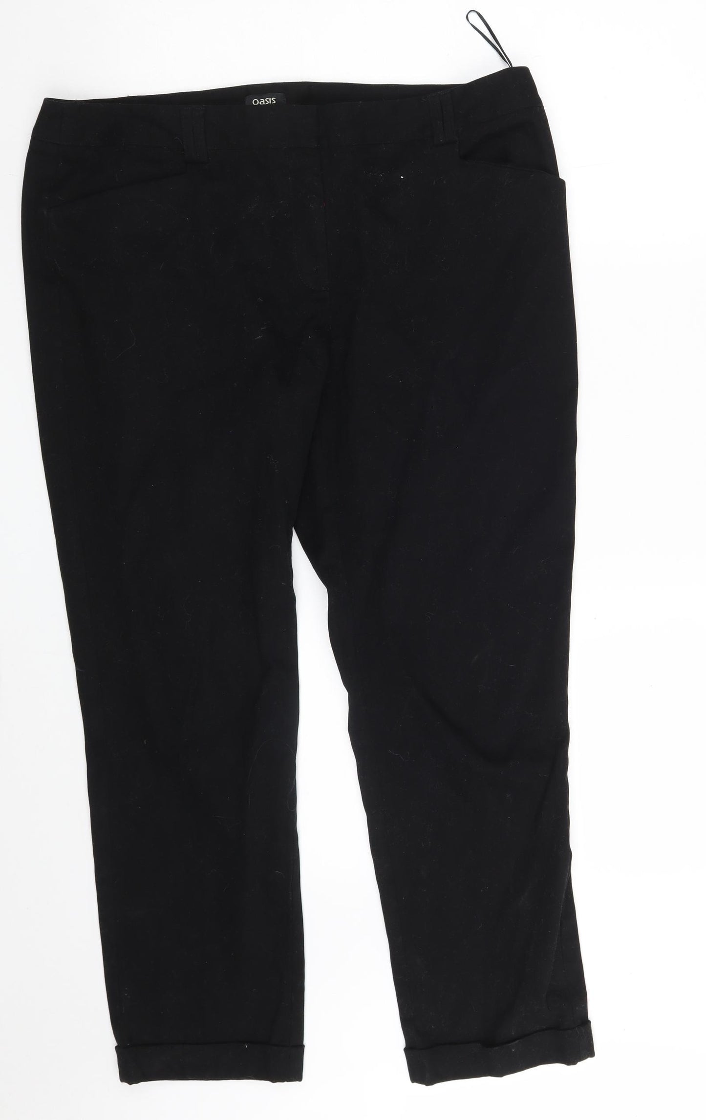 Oasis Womens Black  Cotton Chino Trousers Size 16 L27 in Regular Zip