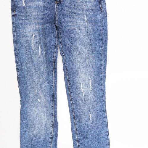 Denim & Co. Womens Blue  Cotton Skinny Jeans Size 8 L27 in Slim Zip