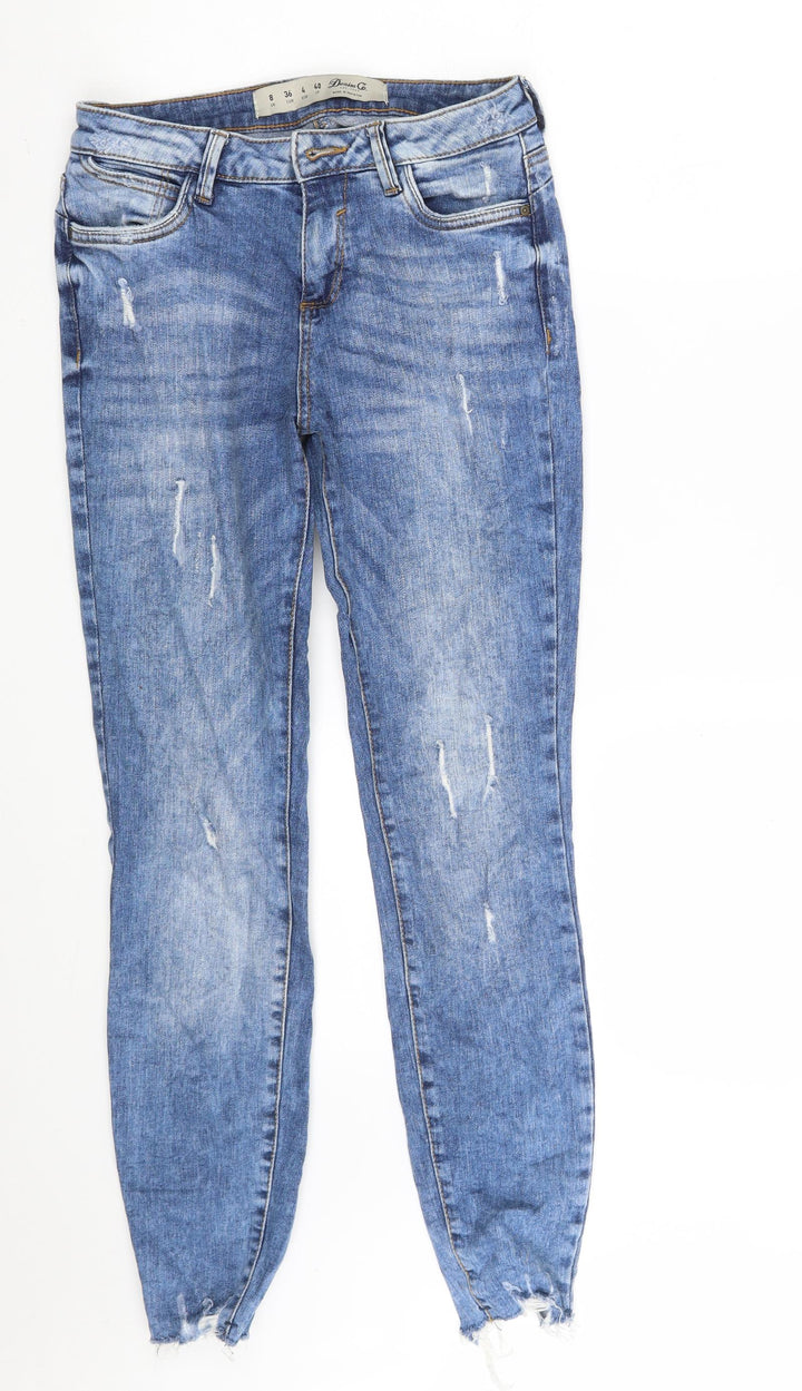 Denim & Co. Womens Blue Cotton Skinny Jeans Size 8 L27 in Slim Zip