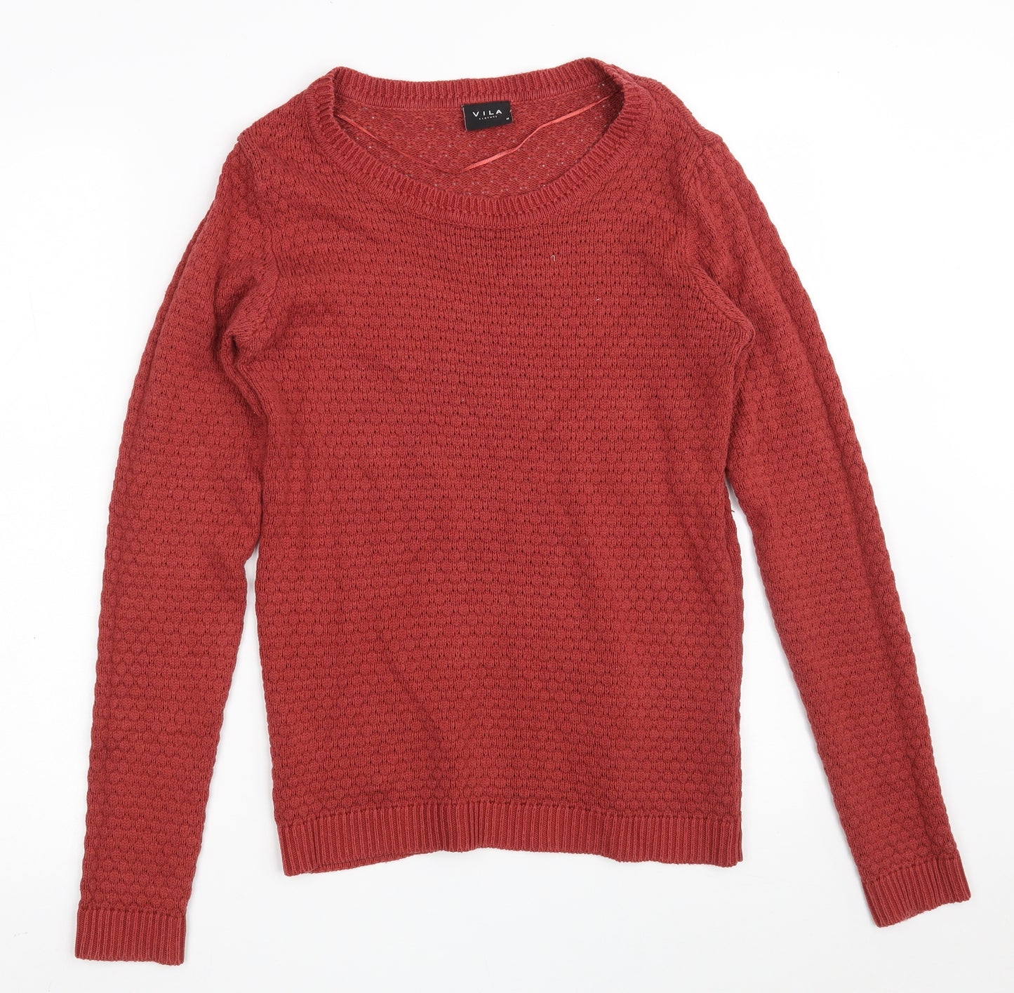 VILA Womens Brown Scoop Neck  Acrylic Pullover Jumper Size M