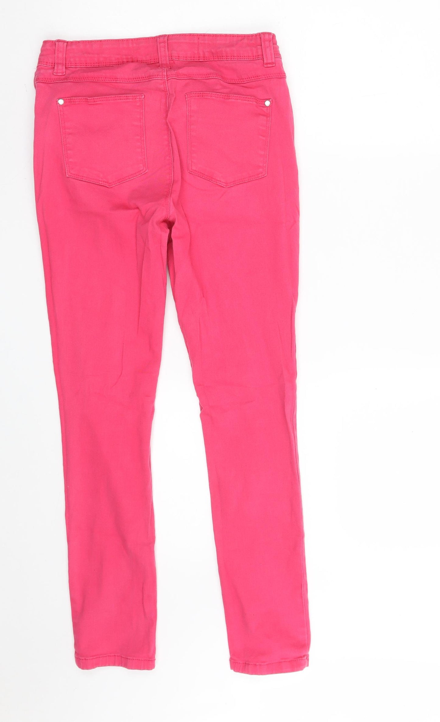 Denim & Co. Girls Pink  Cotton Skinny Jeans Size 12-13 Years  Slim Zip