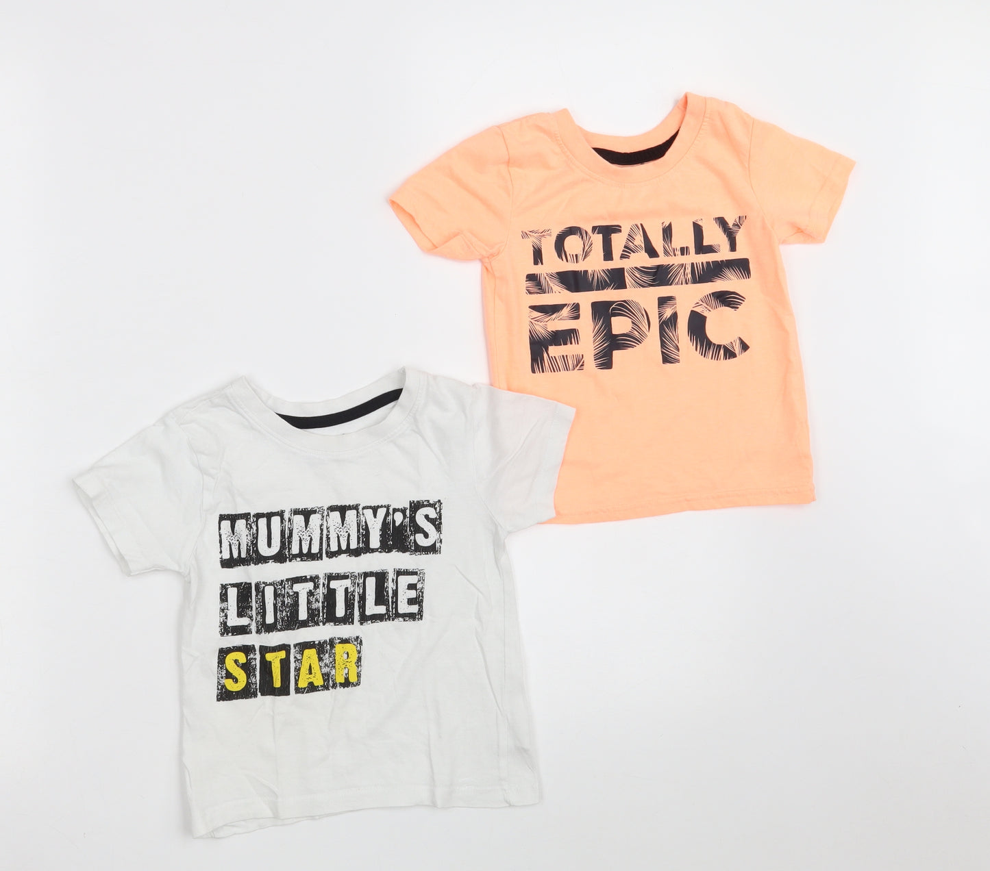 Primark Baby Multicoloured  Cotton Pullover T-Shirt Size 18-24 Months Round Neck  - 2-Pieces Set