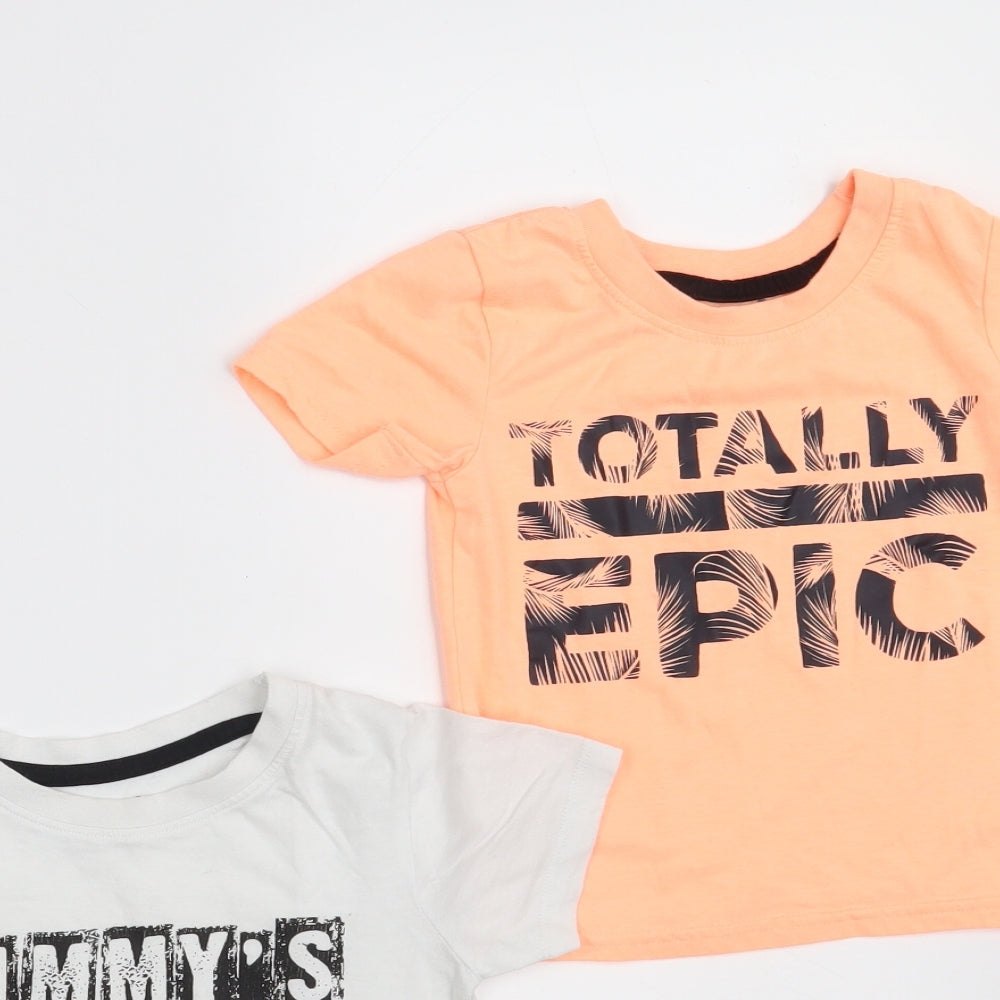 Primark Baby Multicoloured  Cotton Pullover T-Shirt Size 18-24 Months Round Neck  - 2-Pieces Set