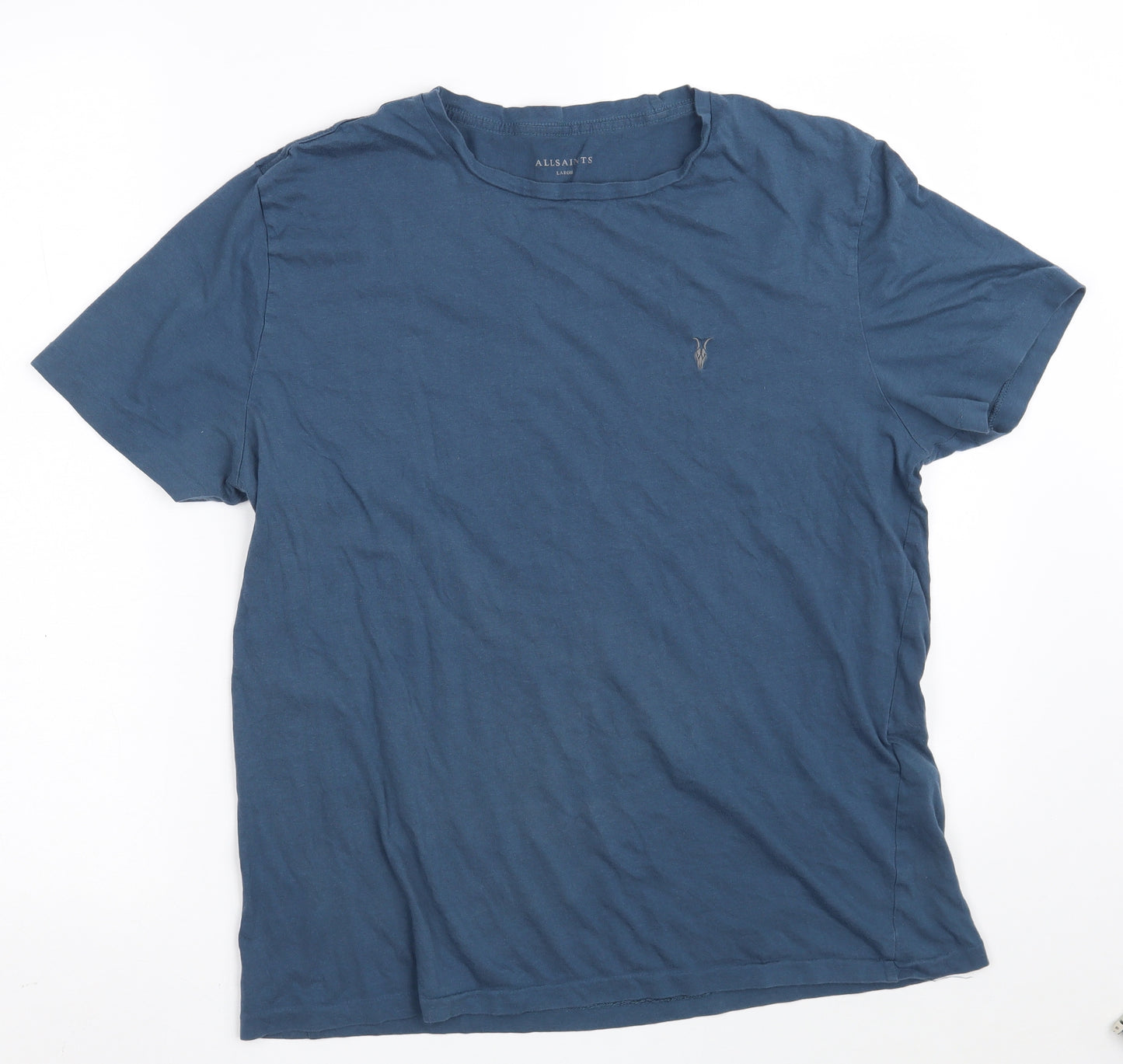 AllSaints Mens Blue  Cotton  T-Shirt Size L Round Neck