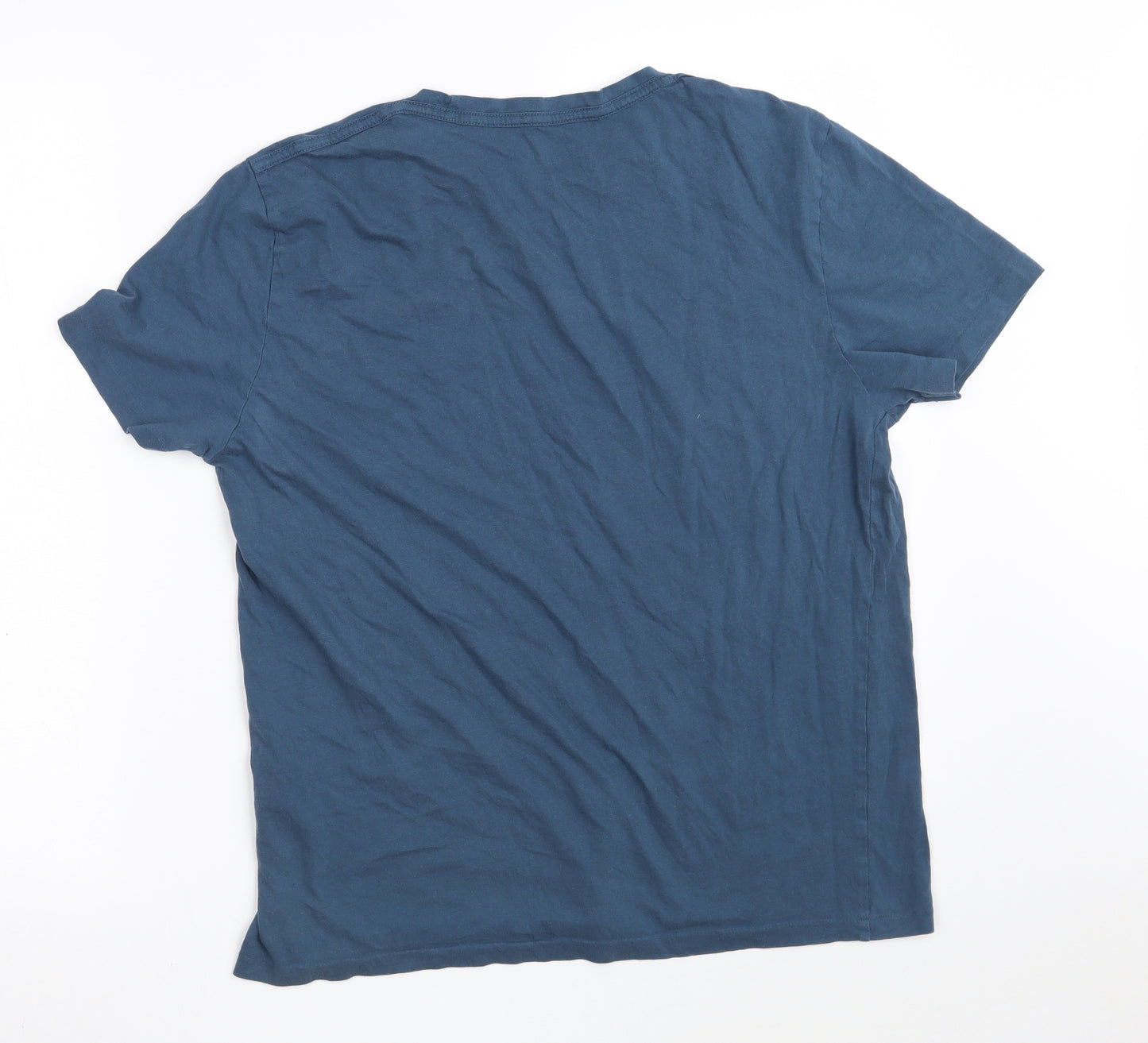 AllSaints Mens Blue  Cotton  T-Shirt Size L Round Neck