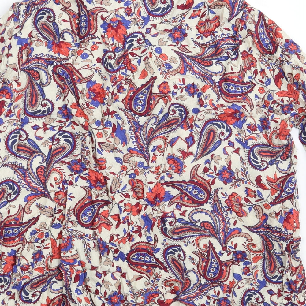 Marks and Spencer Womens Multicoloured Paisley Viscose Basic Button-Up Size 16 Collared