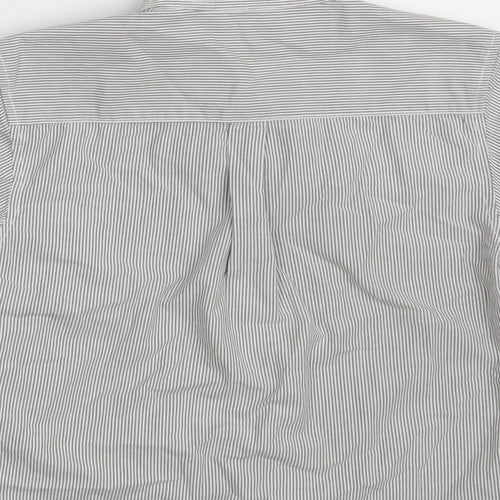 Dunnes Stores Boys Grey Striped 100% Cotton Basic Button-Up Size 5 Years Round Neck Button