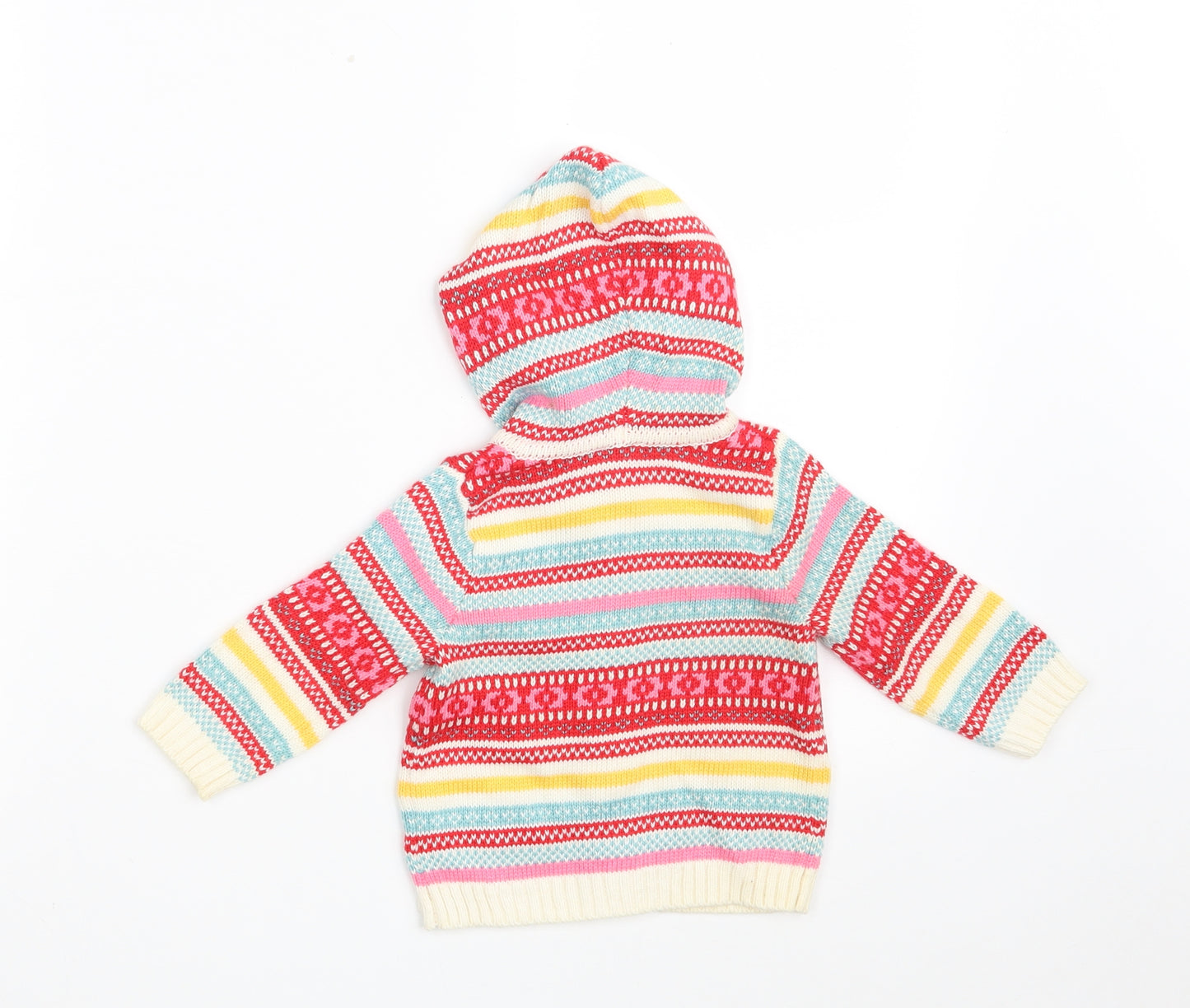H&M Girls Multicoloured Geometric Acrylic Cardigan Jumper Size 3-6 Months  Button