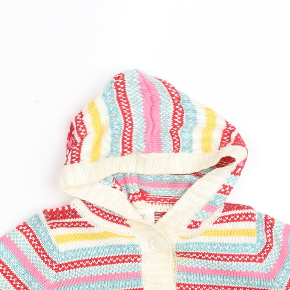 H&M Girls Multicoloured Geometric Acrylic Cardigan Jumper Size 3-6 Months  Button