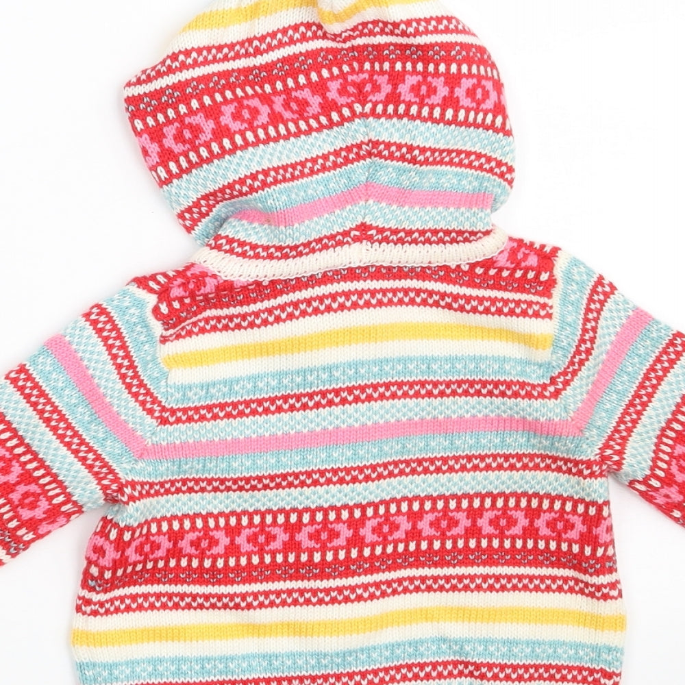 H&M Girls Multicoloured Geometric Acrylic Cardigan Jumper Size 3-6 Months  Button