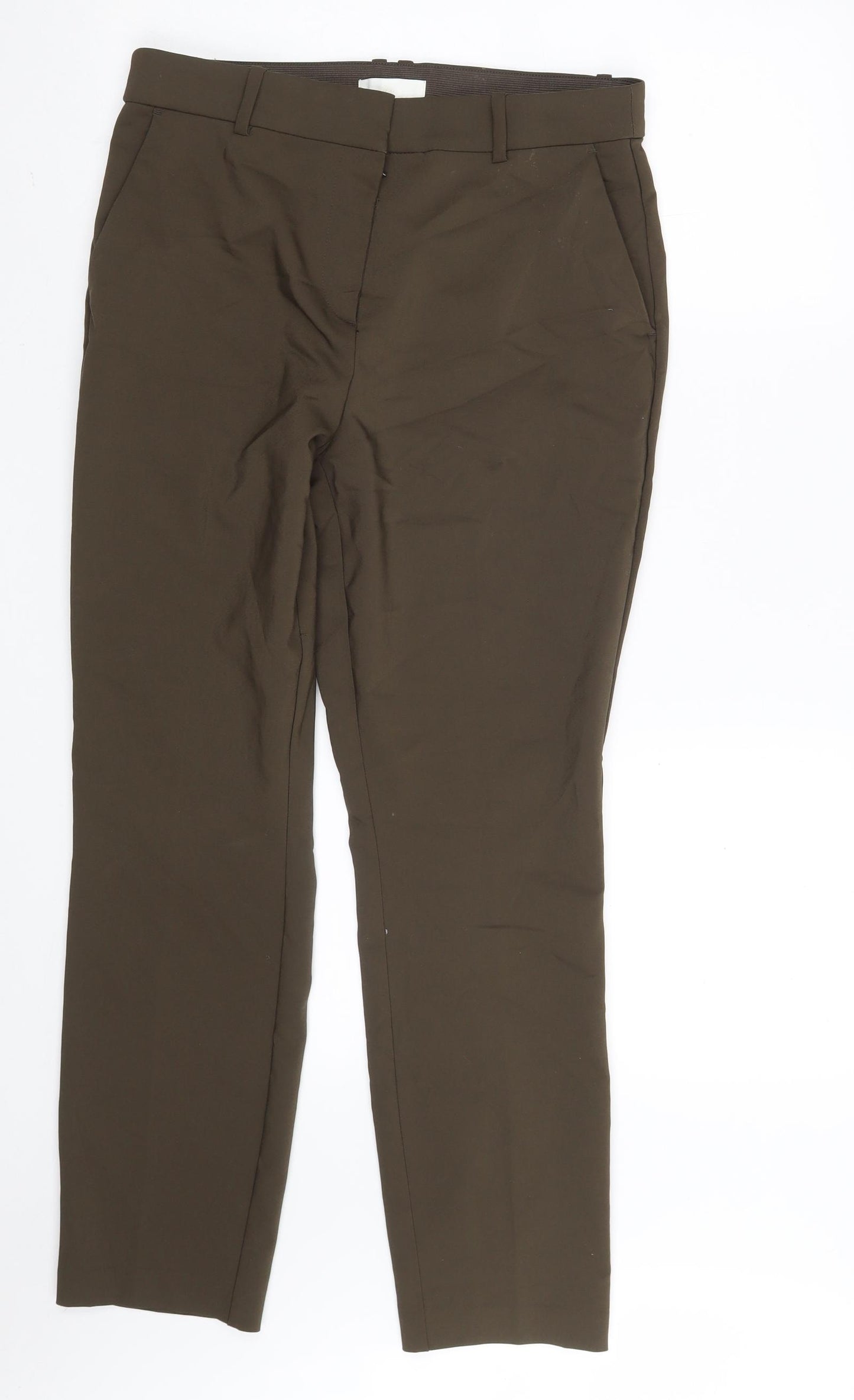 H&M Womens Green  Cotton Chino Trousers Size 12 L27 in Regular Zip