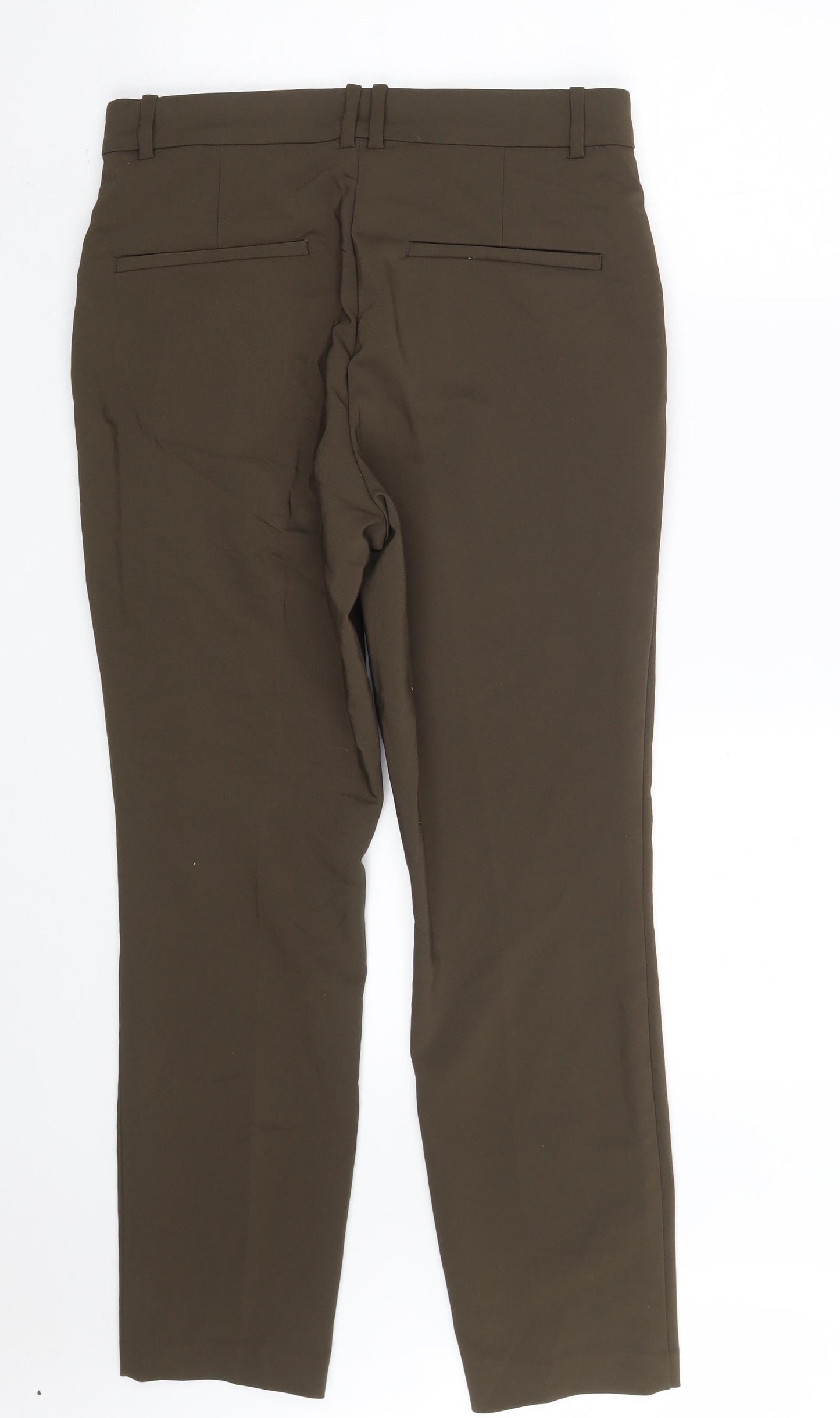 H&M Womens Green  Cotton Chino Trousers Size 12 L27 in Regular Zip