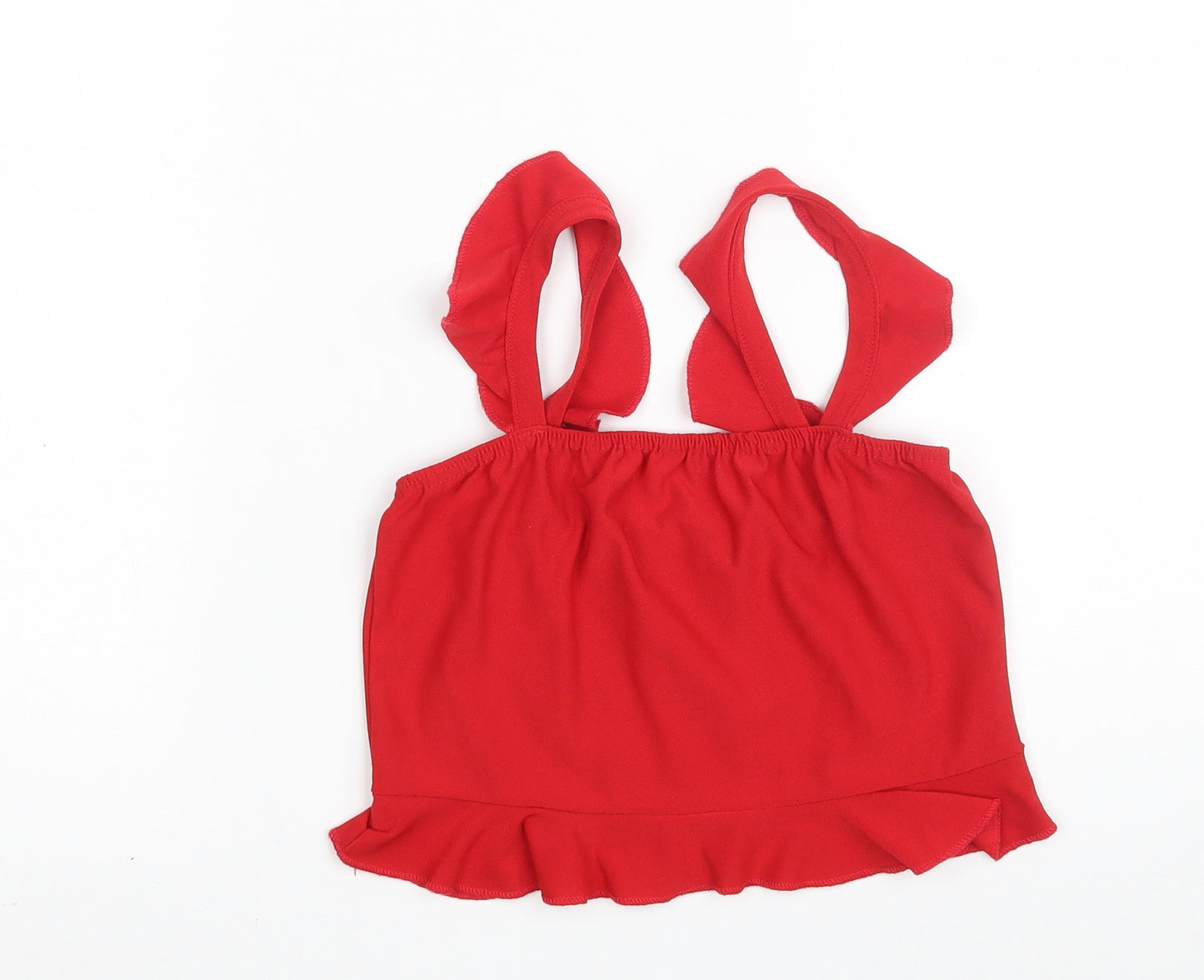 PRETTYLITTLETHING Womens Red  Polyester Cropped Tank Size 10 Square Neck