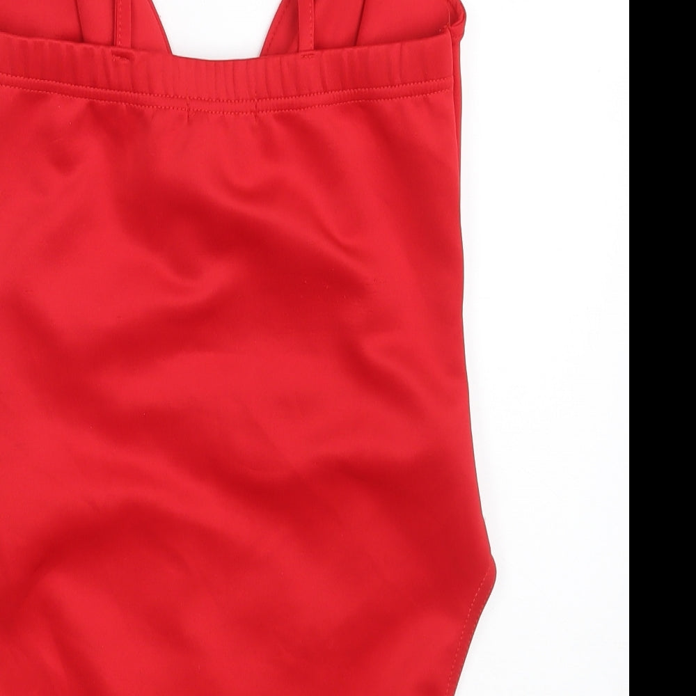 Boohoo Womens Red  Polyester Bodysuit One-Piece Size 10  Snap