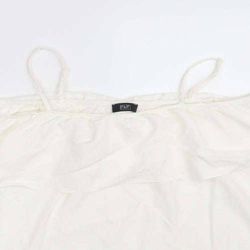 F&F Womens White  Viscose Basic Blouse Size 10 Scoop Neck