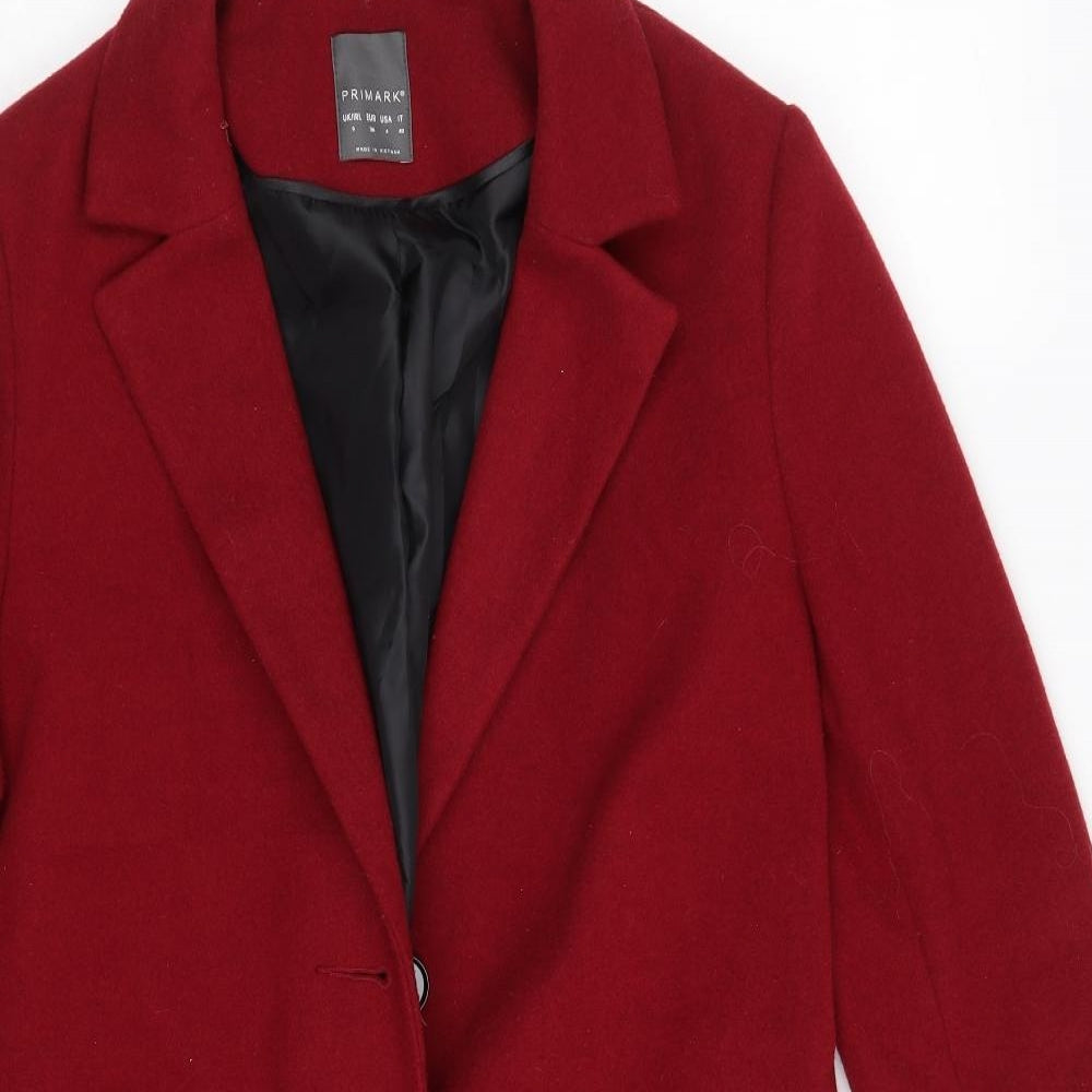 Primark Womens Red   Overcoat Coat Size 8  Button