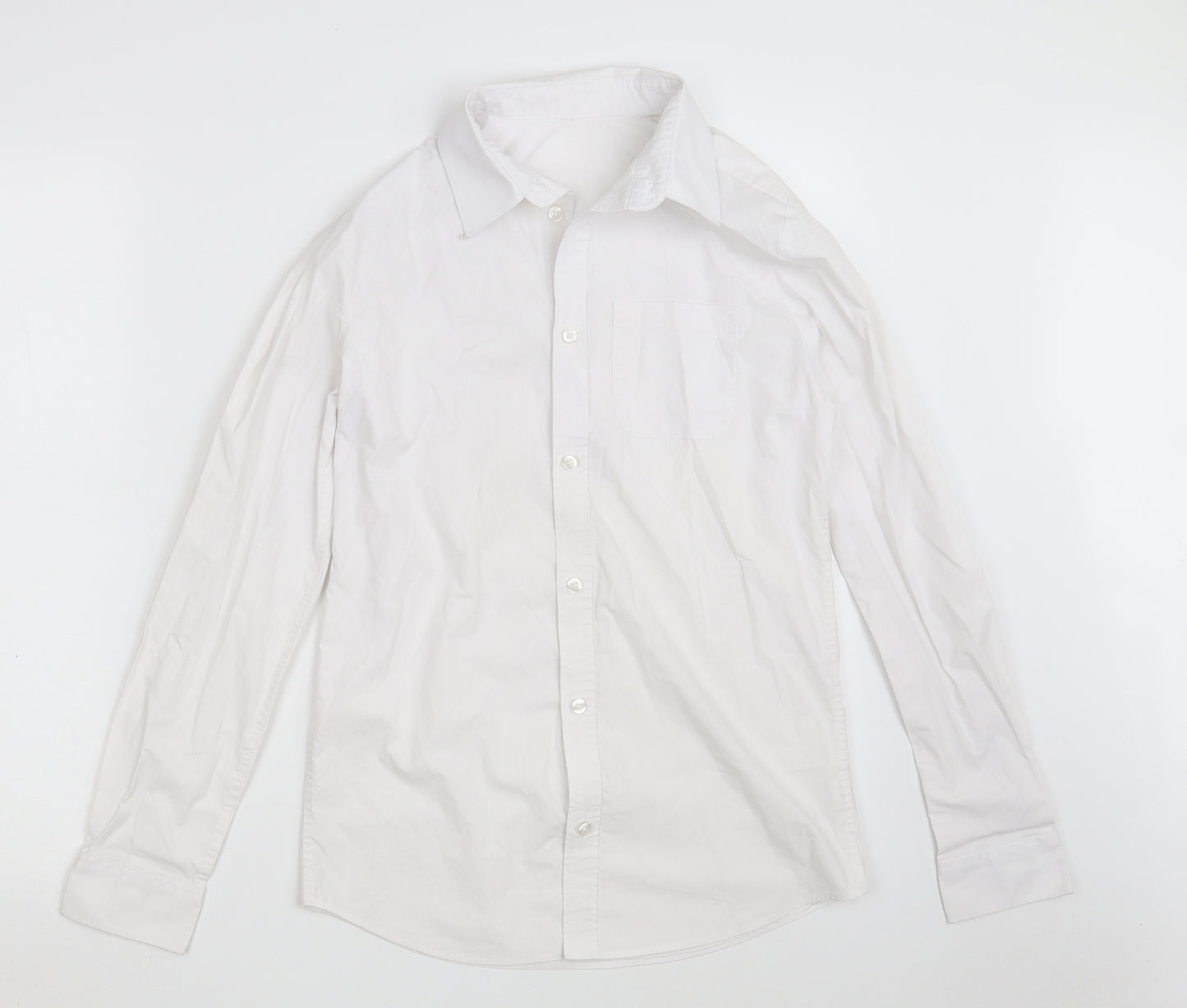 F&F Boys White  Cotton Basic Button-Up Size 14-15 Years Collared Button - School Shirt