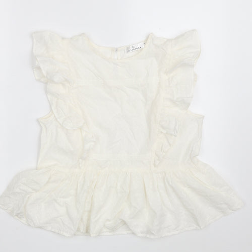 Loststock Womens Ivory Argyle/Diamond 100% Cotton Basic Blouse Size M Round Neck