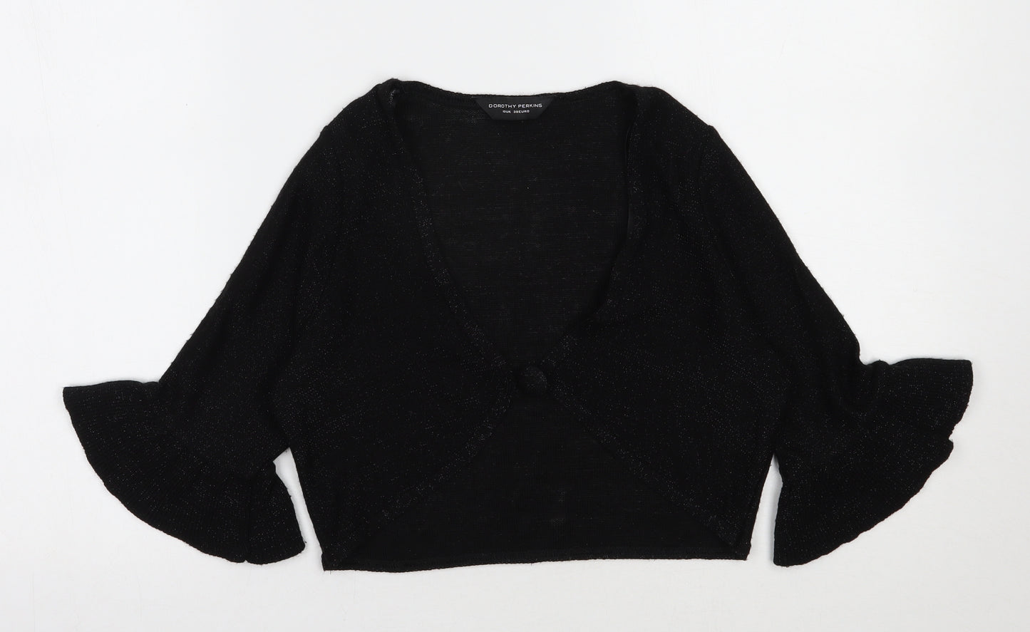 Dorothy Perkins Womens Black V-Neck  Acrylic Shrug Jumper Size 10