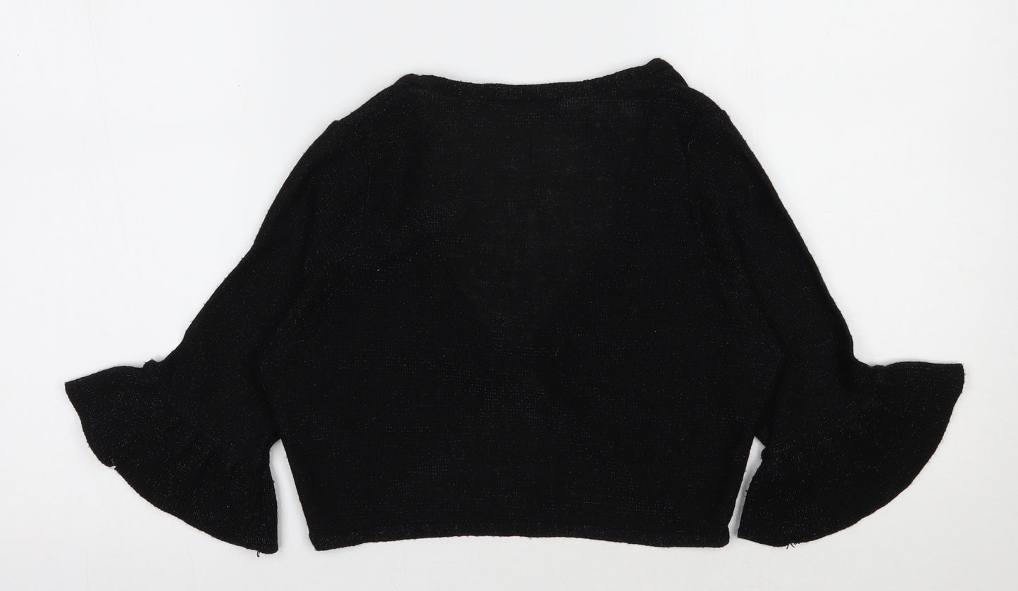 Dorothy Perkins Womens Black V-Neck  Acrylic Shrug Jumper Size 10