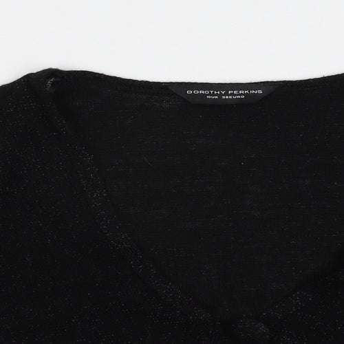 Dorothy Perkins Womens Black V-Neck  Acrylic Shrug Jumper Size 10