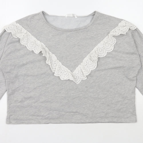 Pep&co  Womens Grey  Polyester Pullover Sweatshirt Size 16  Pullover - Cropped