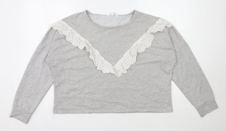 Pep&co  Womens Grey  Polyester Pullover Sweatshirt Size 16  Pullover - Cropped