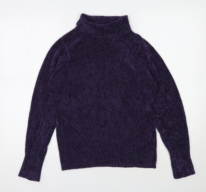 EWM Womens Purple Roll Neck  Viscose Pullover Jumper Size 10
