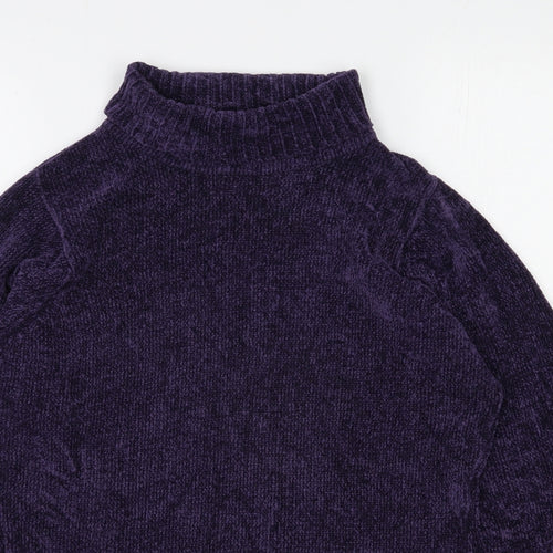 EWM Womens Purple Roll Neck  Viscose Pullover Jumper Size 10