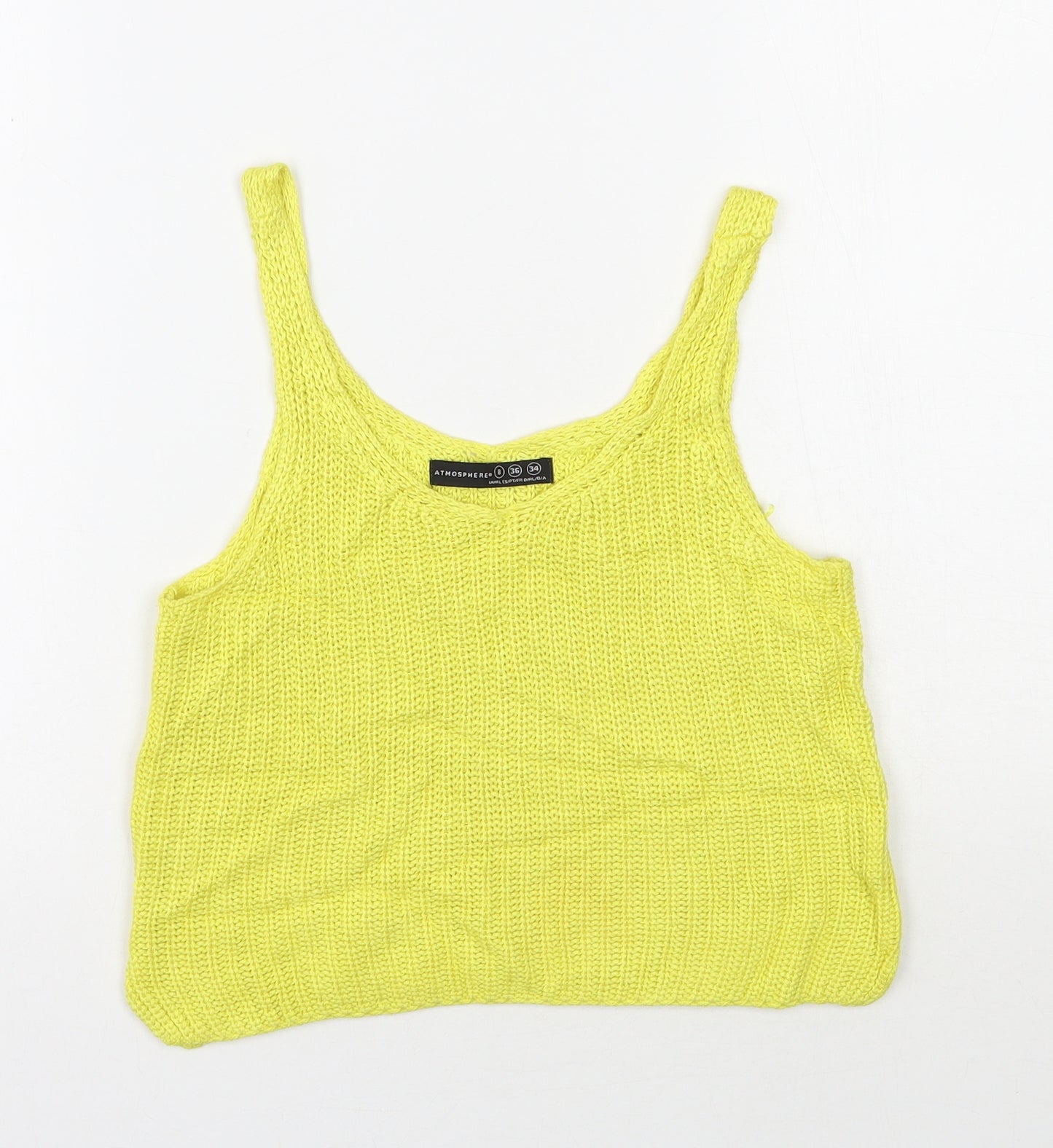 Primark Womens Yellow V-Neck  Viscose Vest Jumper Size 8   - Cropped
