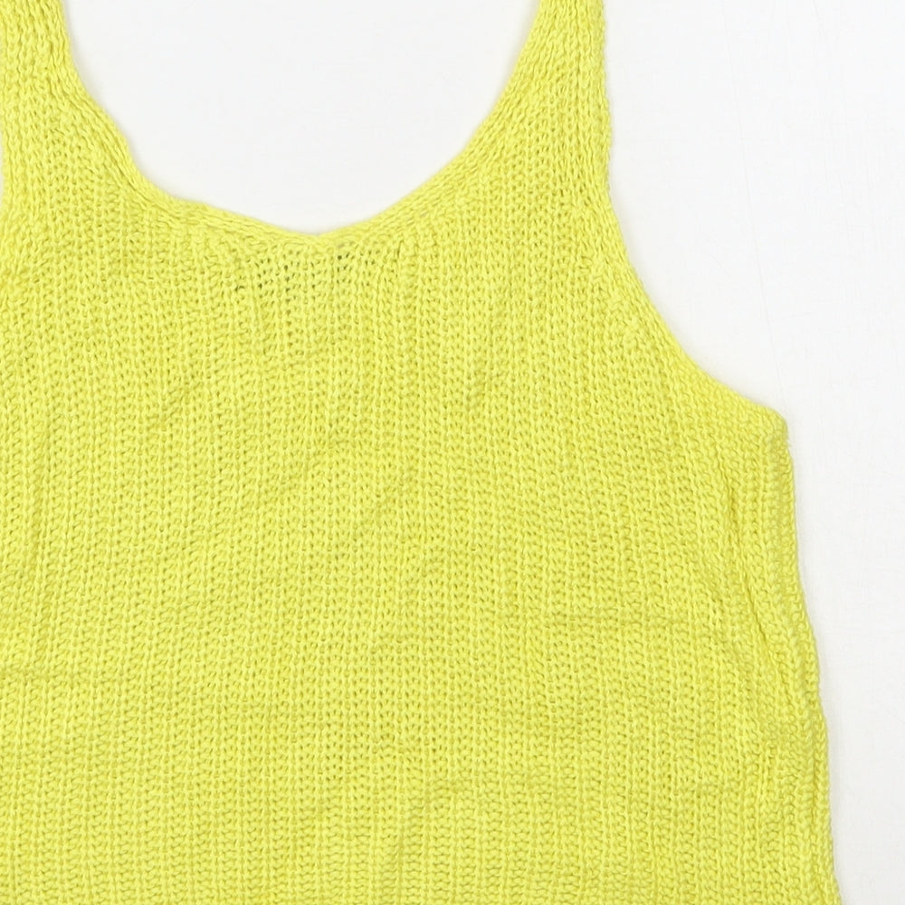 Primark Womens Yellow V-Neck  Viscose Vest Jumper Size 8   - Cropped