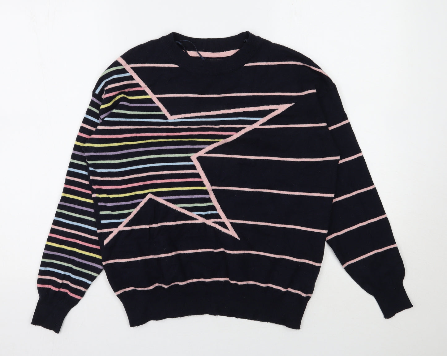 F&F Womens Multicoloured Round Neck Striped Viscose Pullover Jumper Size 6