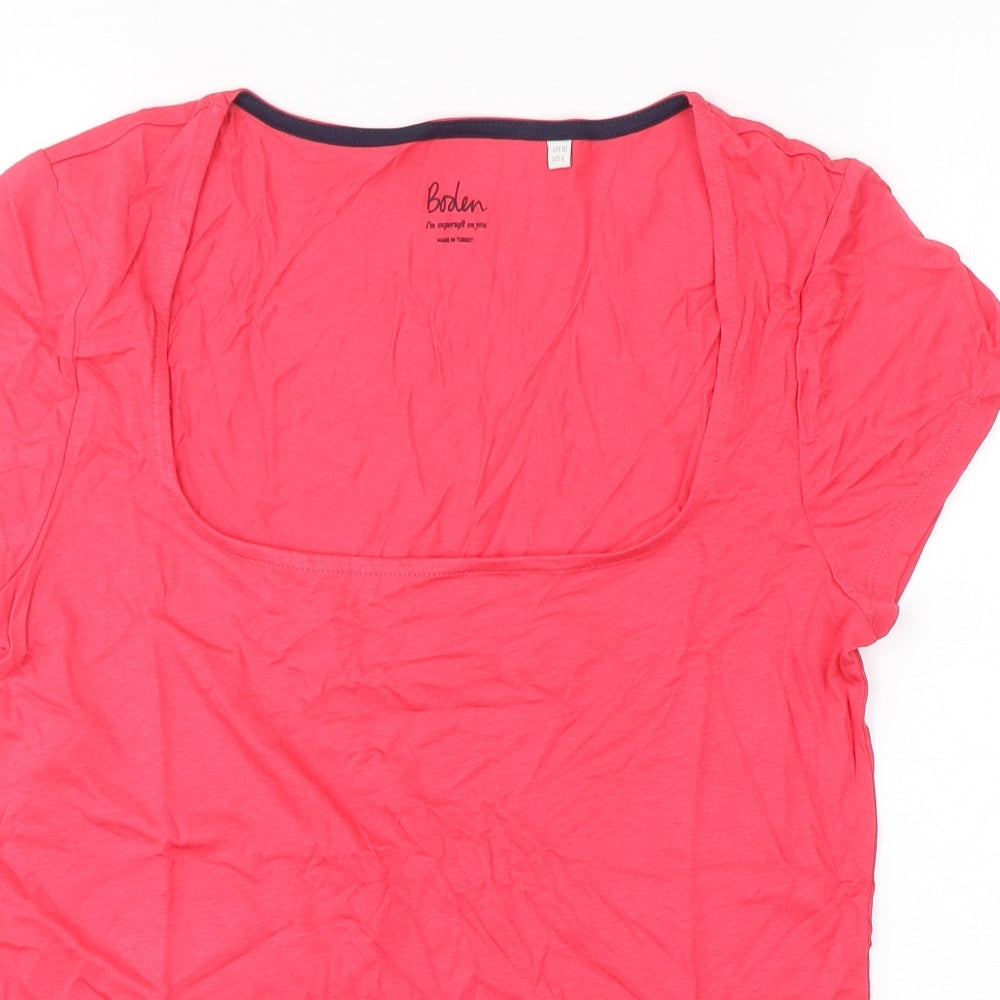 Boden  Womens Pink  Cotton Basic T-Shirt Size 10 Scoop Neck