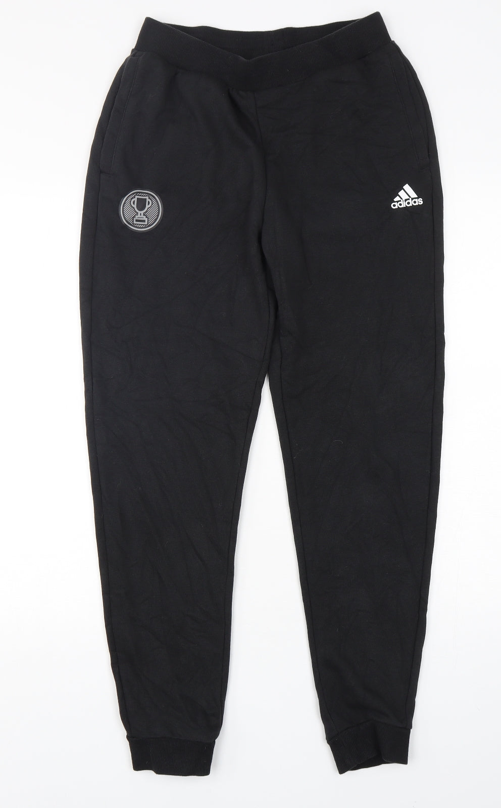 adidas Boys Black  Cotton Sweatpants Trousers Size 13-14 Years  Regular Drawstring