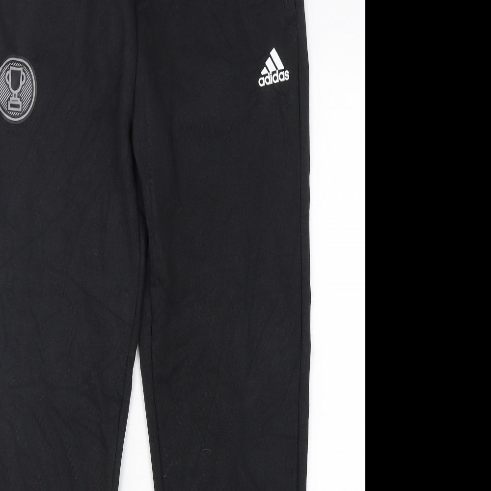adidas Boys Black  Cotton Sweatpants Trousers Size 13-14 Years  Regular Drawstring