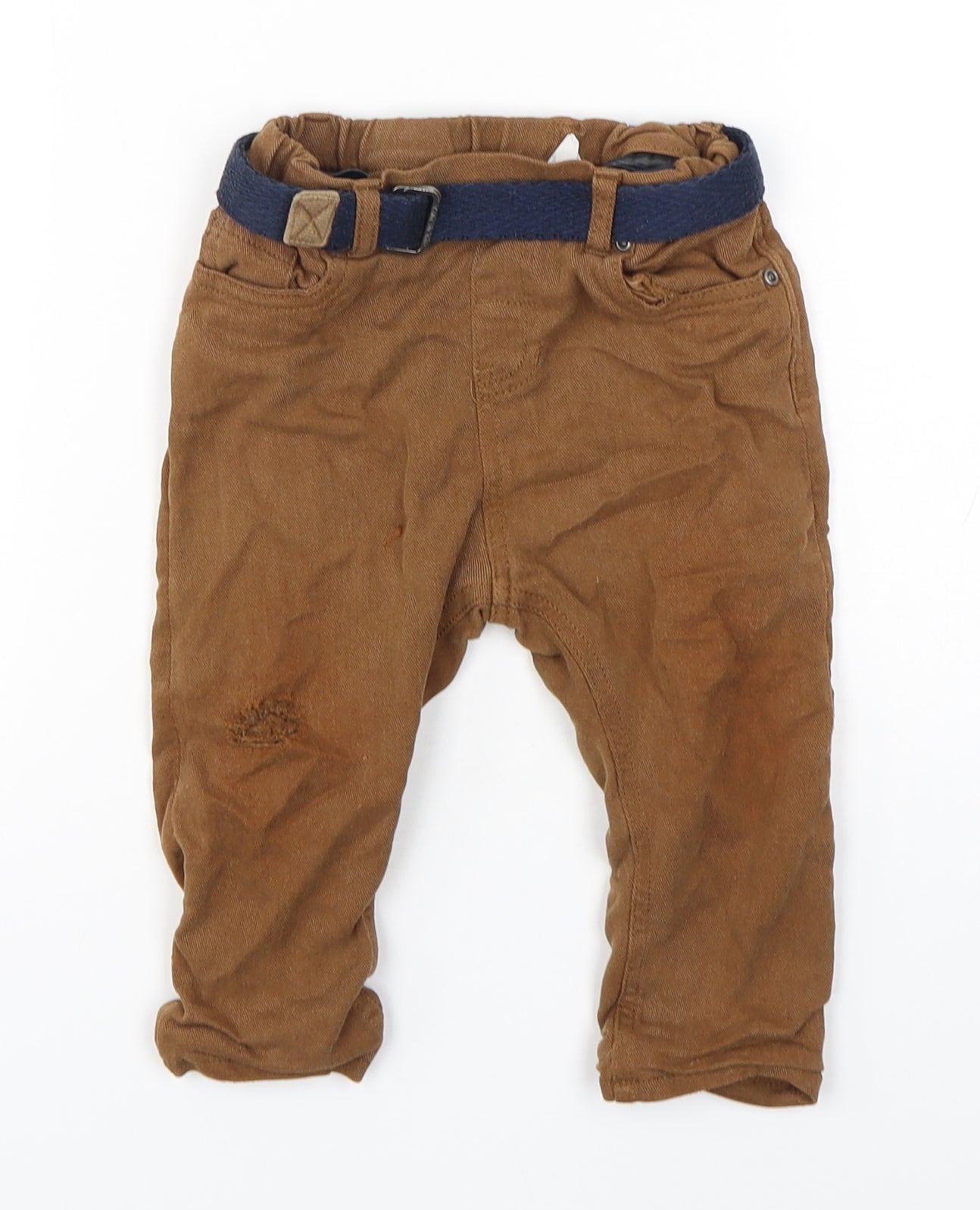 H&M Boys Brown  Cotton Capri Jeans Size 12-18 Months   - distressed