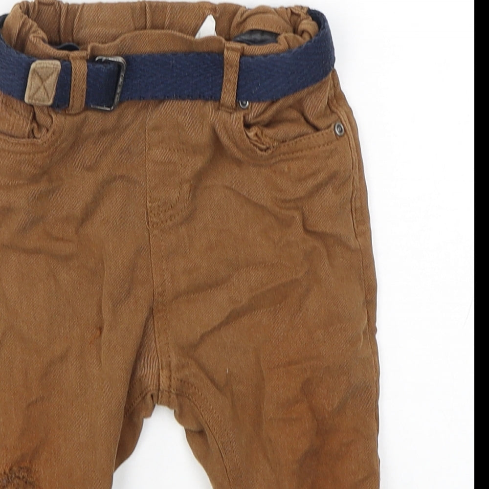 H&M Boys Brown  Cotton Capri Jeans Size 12-18 Months   - distressed