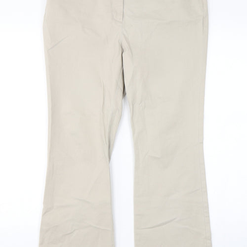 Per Una  Womens Beige  Cotton Chino Trousers Size 12 L28 in Regular
