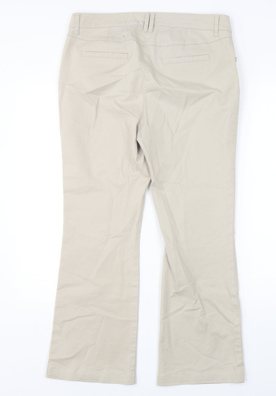 Per Una  Womens Beige  Cotton Chino Trousers Size 12 L28 in Regular
