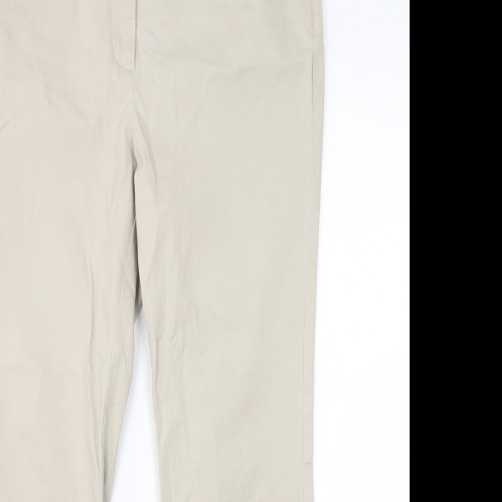 Per Una  Womens Beige  Cotton Chino Trousers Size 12 L28 in Regular