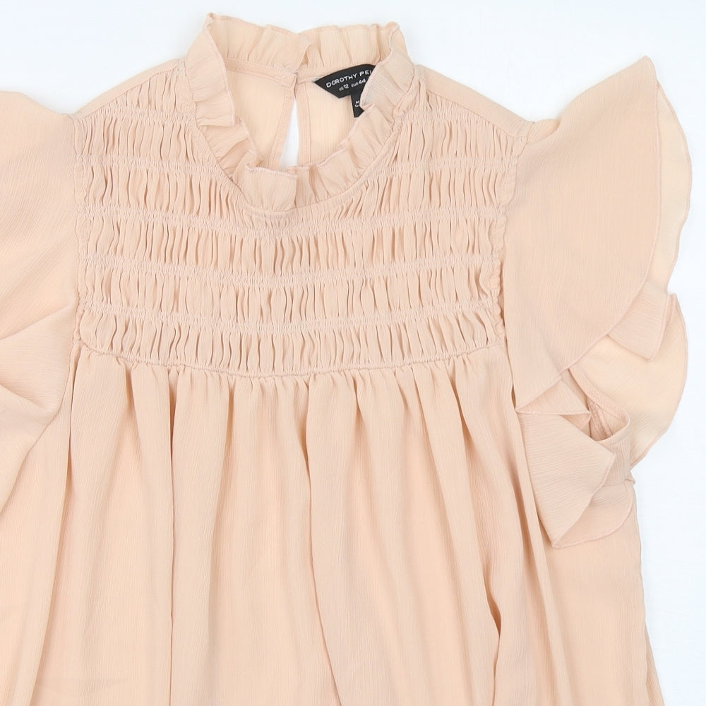 Dorothy Perkins Womens Pink  Polyester Basic Blouse Size 16 High Neck