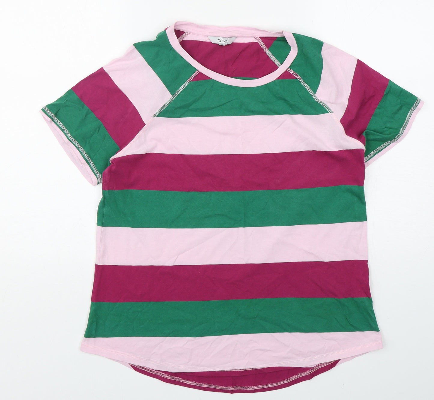 NEXT Womens Multicoloured Striped Cotton Basic T-Shirt Size 16 Round Neck