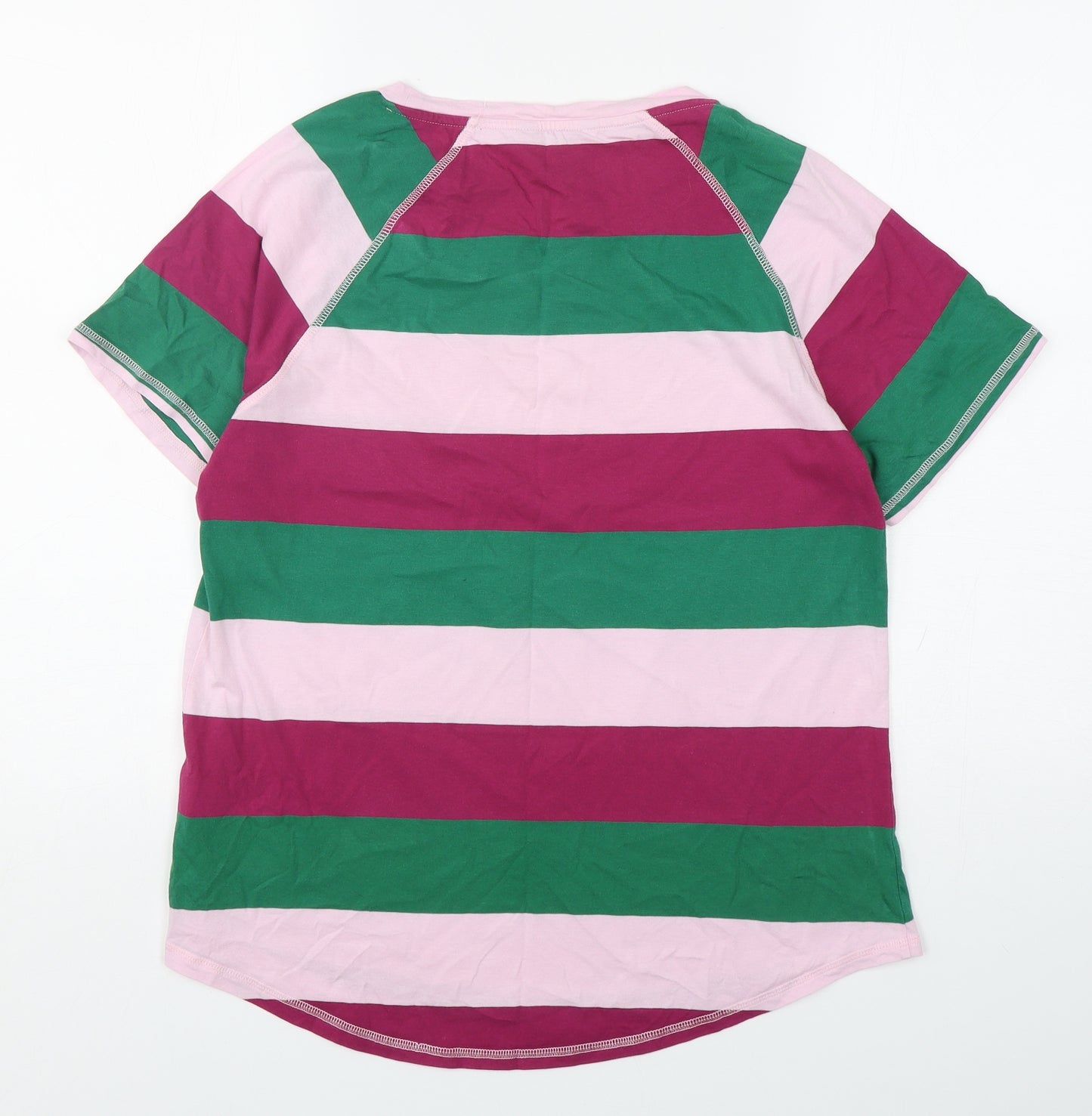NEXT Womens Multicoloured Striped Cotton Basic T-Shirt Size 16 Round Neck