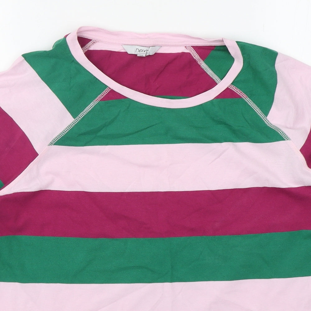 NEXT Womens Multicoloured Striped Cotton Basic T-Shirt Size 16 Round Neck